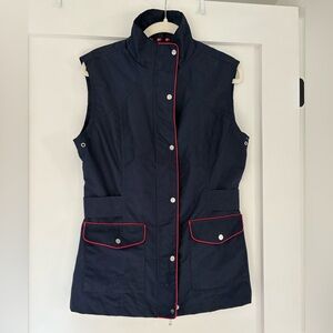 Kastel Denmark Equestrian Riding Vest Navy with Red Piping.
